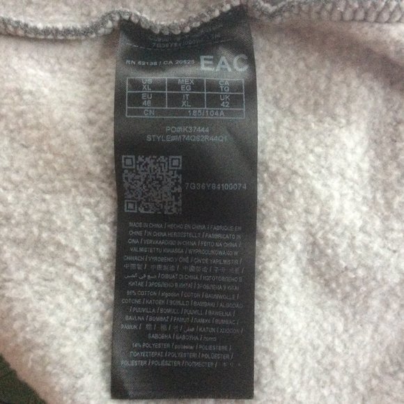 GUESS Long Sleeve Iconic Embossed Triangle Logo Grey Side Zip Sweatshirt Size XL - Picture 6 of 7